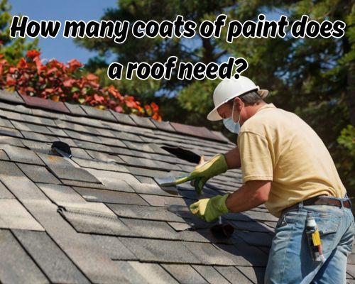Roofer painting the roof surface carefully.